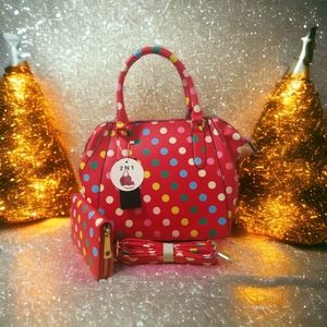 Cute Vintage Red Polka Dot Top Handle Satchel Set